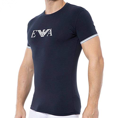 Emporio Armani Athletics Short Sleeve Crewneck T-Shirt Pijama - Parte de Arriba, Azul Marino, S para Hombre