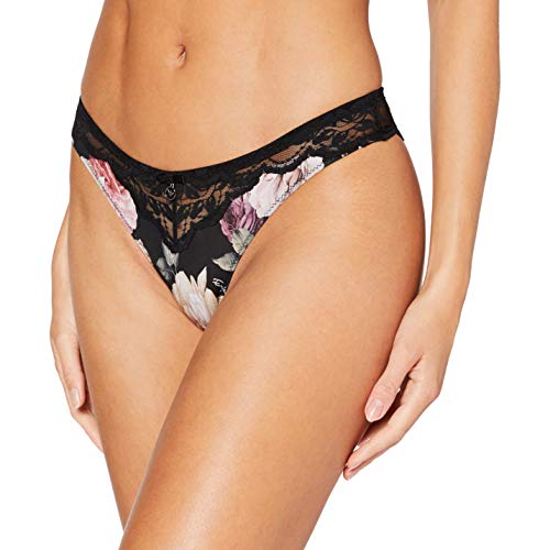 Emporio Armani Underwear Brazilian Brief Ropa Interior, Nero Stampa Fiori - Black Print Flowers, M para Mujer
