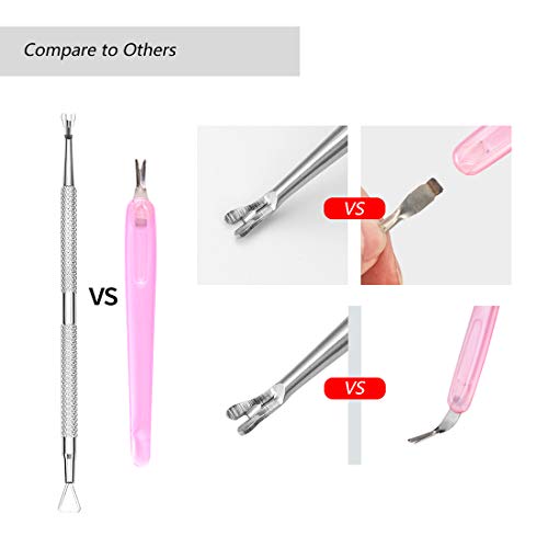 Empujador de Cutícula de Profesional de Acero Inoxidable, Raspador Pelador de Cutícula de Triángulo y Empujador de Cutícula de Doble Punta Cuchara Limpiador de Uñas, Acero Hipo-Alergenico