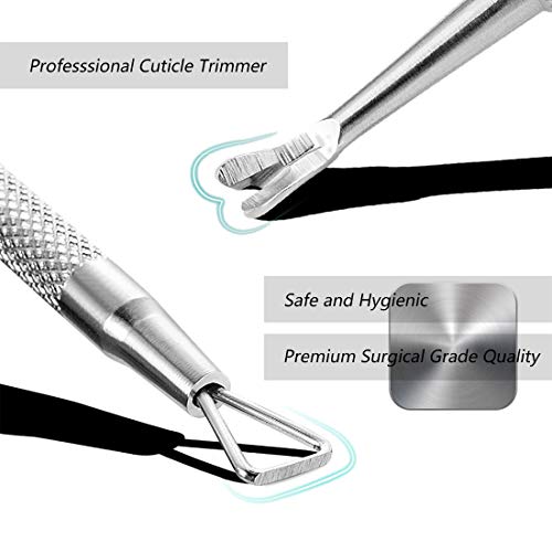 Empujador de Cutícula de Profesional de Acero Inoxidable, Raspador Pelador de Cutícula de Triángulo y Empujador de Cutícula de Doble Punta Cuchara Limpiador de Uñas, Acero Hipo-Alergenico