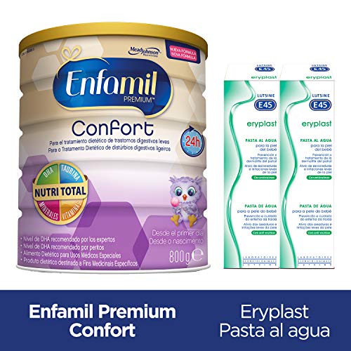 Enfamil Confort - Leche infantil para bebés lactantes con transtornos digestivos leves + Eryplast Lutsine E45 Pasta al Agua Crema Pañal Bebé - 2 x 125 ml