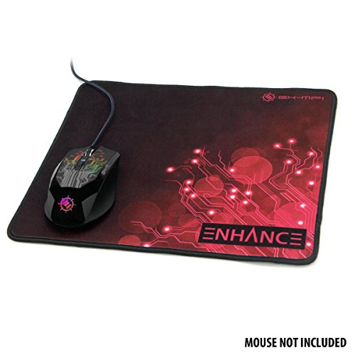 ENHANCE Alfombrilla Gaming XL Grande Superficie de Baja fricción para Buen Deslizamiento de ratón Costuras en los Bordes y Base de Goma Antideslizante Gamers Profesionales Rojo