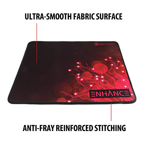 ENHANCE Alfombrilla Gaming XL Grande Superficie de Baja fricción para Buen Deslizamiento de ratón Costuras en los Bordes y Base de Goma Antideslizante Gamers Profesionales Rojo