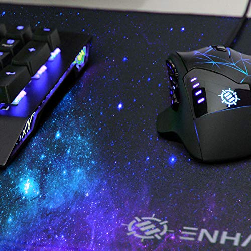 ENHANCE Alfombrilla Gaming XXL Teclado y ratón Superficie de Baja fricción para Buen Deslizamiento de ratón Costuras en los Bordes y Base de Goma Antideslizante Gamers Galaxy
