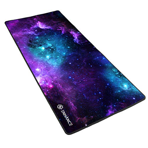 ENHANCE Alfombrilla Gaming XXL Teclado y ratón Superficie de Baja fricción para Buen Deslizamiento de ratón Costuras en los Bordes y Base de Goma Antideslizante Gamers Galaxy