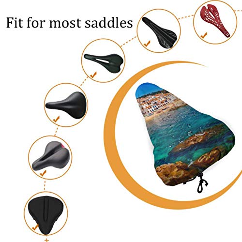 Enoqunt Funda de Asiento de Bicicleta Sea Landscape Calella De Palafrugell Catalonia Cojín Protector de sillín de Bicicleta Resistente al Sol y a la Lluvia