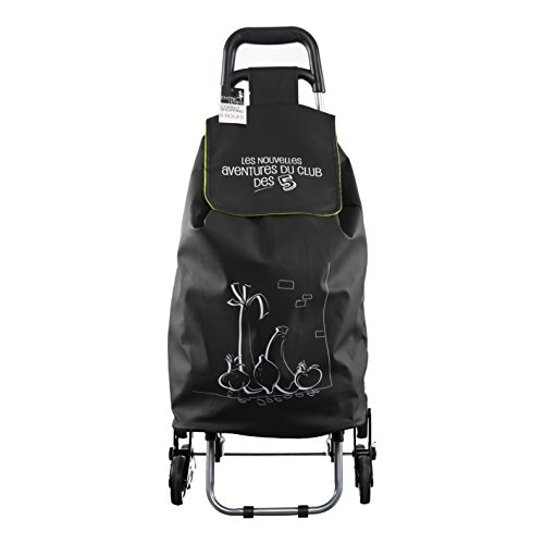 Entre Temps SH1523 - Carrito Carro de 6 Ruedas, PVC, Negro, 40,5 x 37 x 93,2 cm