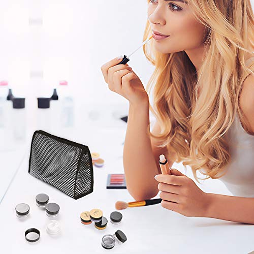 Envase Cosmético, 60 Piezas Tarros de Plástico con 6 Raspador Y Pegatinas, 5 ml Contenedores Cosmético, Tarro Vacío Crema para Loción, Crema, Minivelas, Cosméticos - Negro