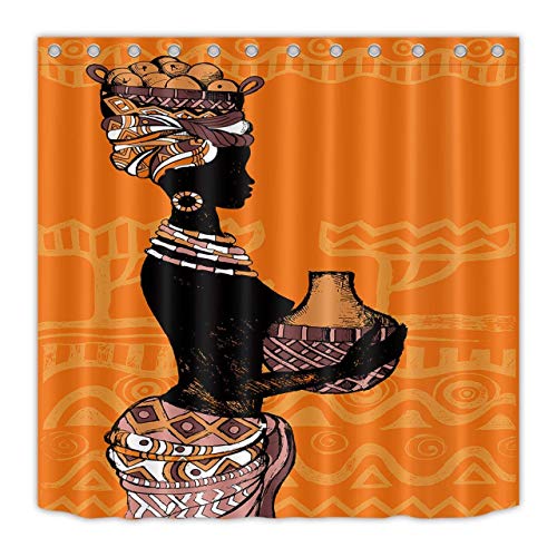 EnvyPet Sexy African American Woman African Black Afro Art Shower Curtain Bathroom Sets Hooks,Waterproof Polyester Curtain