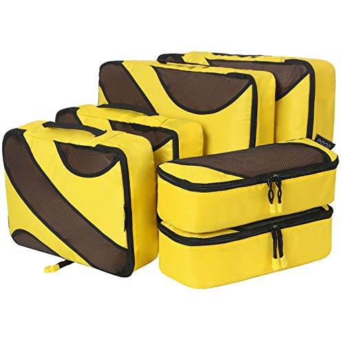 Eono by Amazon - Organizadores de Viaje Cubos de Embalaje Organizadores para Maletas Travel Packing Cubes Equipaje de Viaje Organizadores Organizadores para el Equipaje, Amarillo,6 Pcs