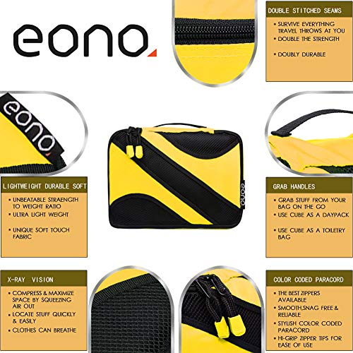 Eono by Amazon - Organizadores de Viaje Cubos de Embalaje Organizadores para Maletas Travel Packing Cubes Equipaje de Viaje Organizadores Organizadores para el Equipaje, Amarillo,6 Pcs