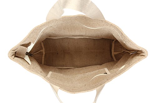 EONO Grande de la lona tote bag tela bolso de compras verduras reutilizables respetuosa del medio ambiente de ultramarinos de hombro de yute bolso de tela mujer- Llanura Natural | 0501