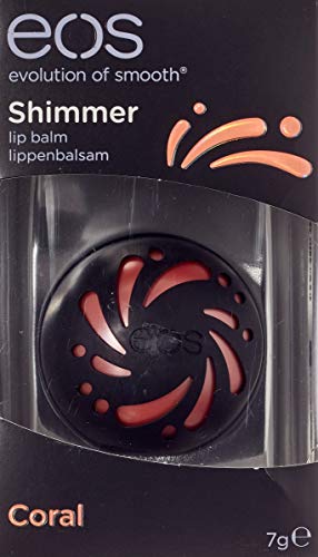 Eos Shimmer Coral Lip Balm, hidratante, con delicado brillo coral, para labios suaves, con manteca de karité y aceite de jojoba, 7 g