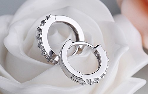 Epoch World Pendientes Aro de Mujer/Pendientes de Plata de Ley con Circonita para Mujer/Hombre de Plata con Cristal
