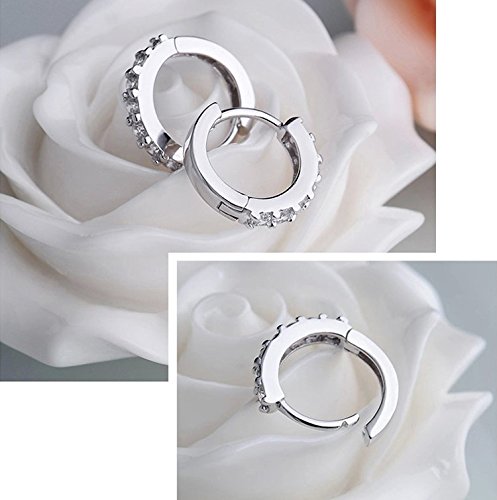 Epoch World Pendientes Aro de Mujer/Pendientes de Plata de Ley con Circonita para Mujer/Hombre de Plata con Cristal