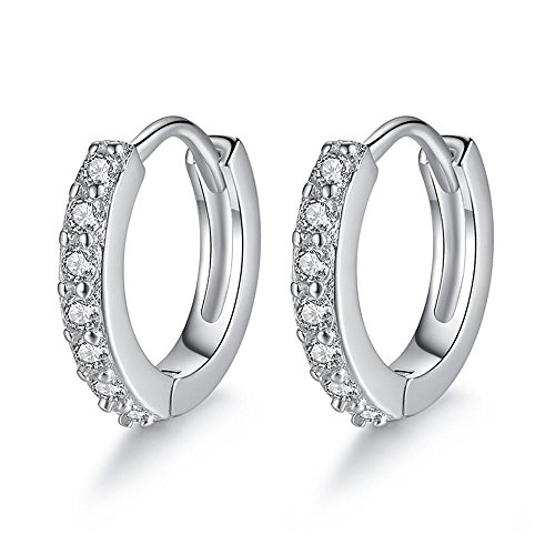 Epoch World Pendientes Aro de Mujer/Pendientes de Plata de Ley con Circonita para Mujer/Hombre de Plata con Cristal
