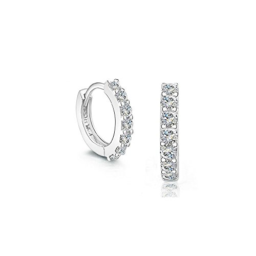 Epoch World Pendientes Aro de Mujer/Pendientes de Plata de Ley con Circonita para Mujer/Hombre de Plata con Cristal