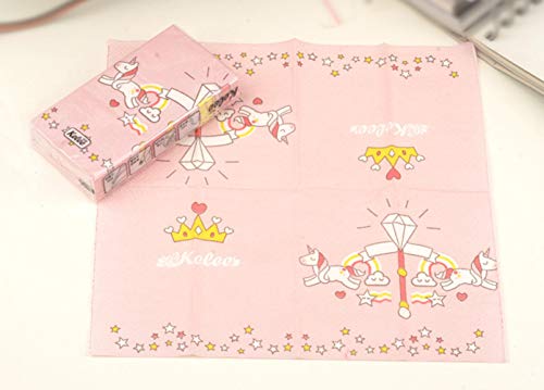 EPRHAY 100pcs Unicornio pañuelo de papel 3 capas, mini bolsa de papel de transporte de papel higiénico papel de restaurante, catering, 10 unidades