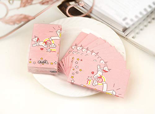 EPRHAY 100pcs Unicornio pañuelo de papel 3 capas, mini bolsa de papel de transporte de papel higiénico papel de restaurante, catering, 10 unidades