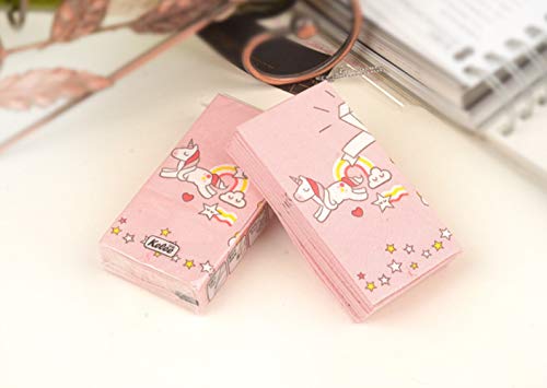 EPRHAY 100pcs Unicornio pañuelo de papel 3 capas, mini bolsa de papel de transporte de papel higiénico papel de restaurante, catering, 10 unidades