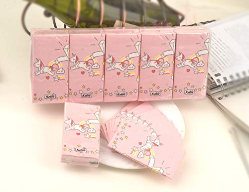 EPRHAY 100pcs Unicornio pañuelo de papel 3 capas, mini bolsa de papel de transporte de papel higiénico papel de restaurante, catering, 10 unidades