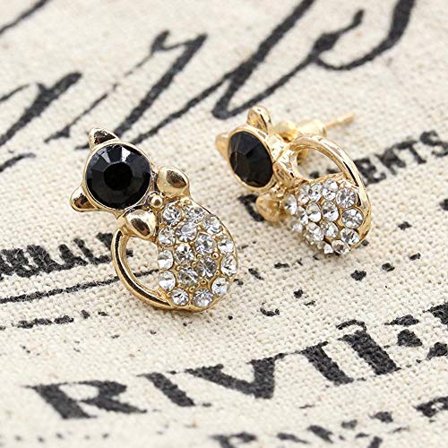 Erin Moda Coreana Exquisita Joyería Rhinestone Gato Lindo Dulce Colorido Arcos Pendientes Par Femenino