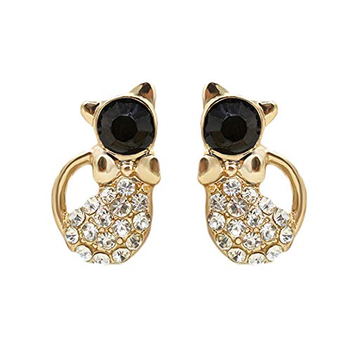 Erin Moda Coreana Exquisita Joyería Rhinestone Gato Lindo Dulce Colorido Arcos Pendientes Par Femenino