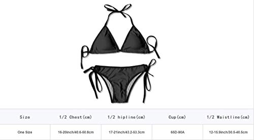 ERTERT Mujeres Halter Tanga Silueta Flying Diente de león de Dos Piezas Bikini Set Tie Side Bottom Swimwear Beachwear Traje de baño Negro
