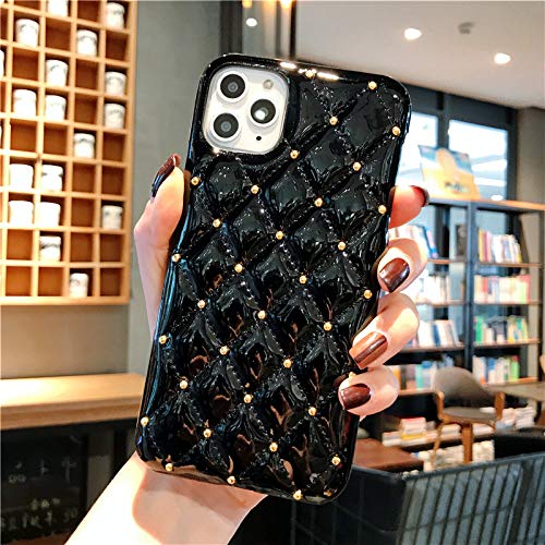 ESACLM Funda iPhone 11, iPhone 11 Pro Funda Leather Antigolpes Small Fragrant Wind Anti Arañazos Funda para iPhone 11 Pro MAX/X/XS/XR/XS MAX,Negro,iPhone X/XS