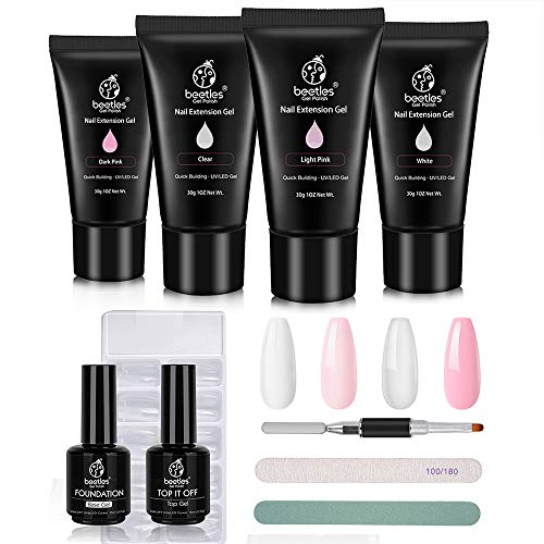Escarabajos Poly Gel Kit para Uñas Constructor Gel para Extensión Rápida de Uñas Kit de Inicio y Técnico Profesional de Uñas Kit Todo en Uno de Manicura Francesa para Mejorar las Uñas