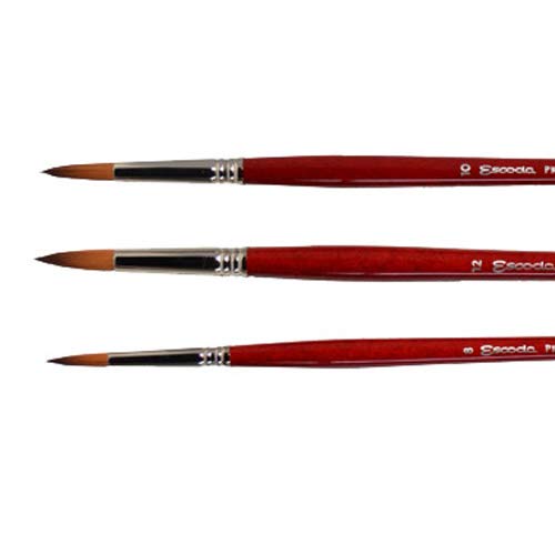 ESCODA Set 3 Pinceles Acuarela - N.8,10,12 Redondo Punta Pelo Sintético Profesional Brochas Set 1 Alvaro Castagent Serie Prado Fabricado a Mano en España