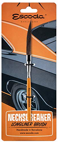 ESCODA Set 3 Pinceles Pinstriping - N.8,4,1 Plano Sesgado Redondeado Salida Larga en Punta Set Necksbreacker Pinstriping Longliner Detalles Profesional Bellas Artes Brochas Fabricado a Mano en España.