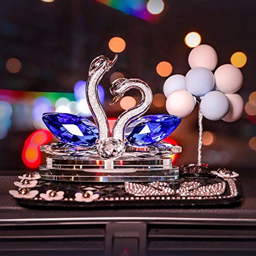Escultura Animal Lovely Blue Crystal Swan Figurines Glass Car Botella de Perfume Swan Animal Paperweight Car Decor   Love Presents Girl Favorite Gift-Blue_2