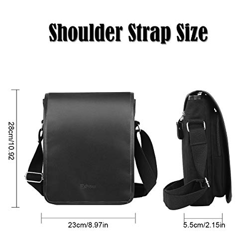 Eshow Bolsos Bandolera a Hombro para Hombres Negro Tela de Lona Shoppers Viaje Casual Negocio