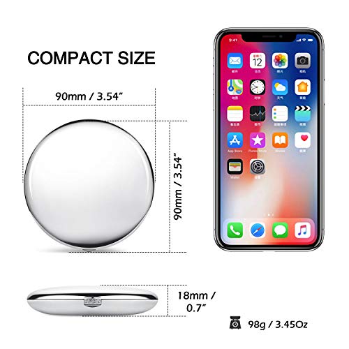 Espejo de Bolsillo,REDSTORM Imagen Real Espejo de Maquillaje con Luz Aumento1X y 10X Espejo Portátil con 12 LED Regalo para Mujer y Niña (plata)