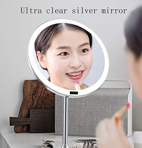 Espejo De Maquillaje con Luz,Espejo Maquillaje con Luz USB,led Espejo De Maquillaje Cuerpo De Esponja Antideslizante Rotación De 360 ° Batería De Litio Incorporada De 4000 Ah