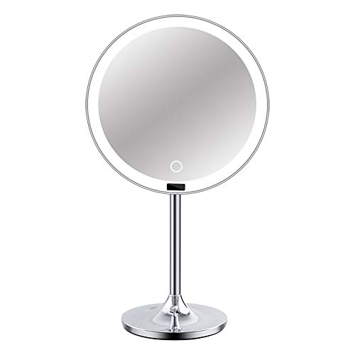 Espejo De Maquillaje con Luz,Espejo Maquillaje con Luz USB,led Espejo De Maquillaje Cuerpo De Esponja Antideslizante Rotación De 360 ° Batería De Litio Incorporada De 4000 Ah