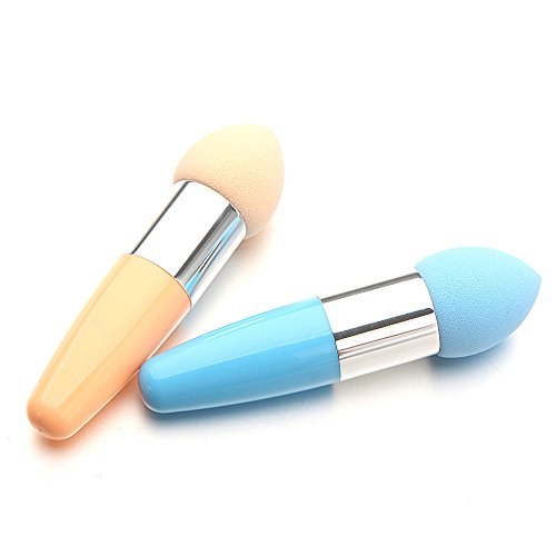 Esponja para maquillaje, Brocha con mango para maquillaje, polvos y corrector facial con esponja de mezcla de Glamza Ruwhere (2pcs)