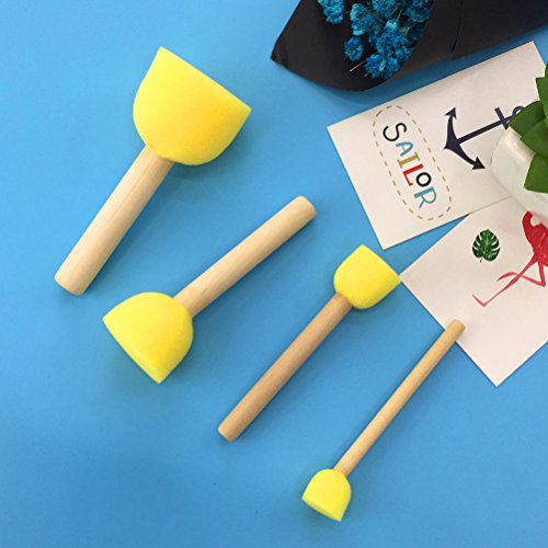Esponjas de Pintura para Niños, Cepillo de Pintura Redondo Conjunto Herramientas de Pintura Stippler Aprendizaje Temprano para Niños arte y manualidades - 24 Piezas