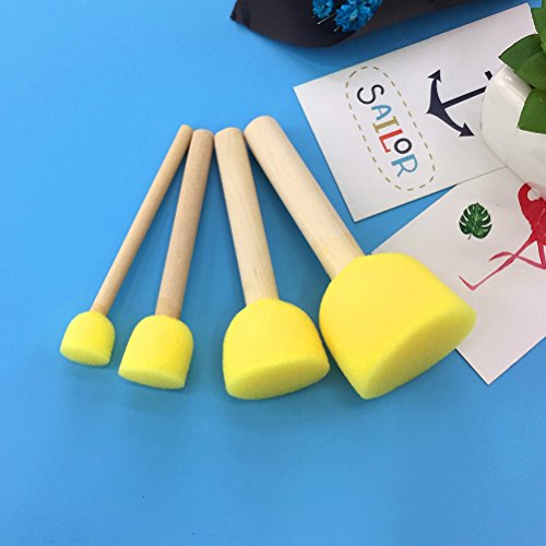 Esponjas de Pintura para Niños, Cepillo de Pintura Redondo Conjunto Herramientas de Pintura Stippler Aprendizaje Temprano para Niños arte y manualidades - 24 Piezas