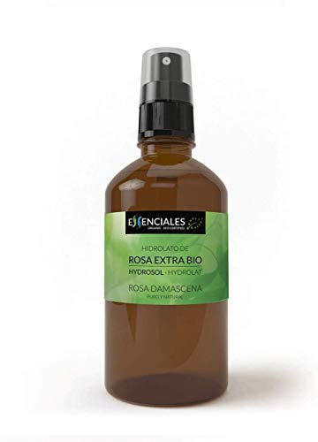 Essenciales - Hidrolato de Agua Floral de Rosa Extra BIO, 100% Pura con Certificado ECOLÓGICO, 200 ml | Hidrolato Rosa Damascena BIO