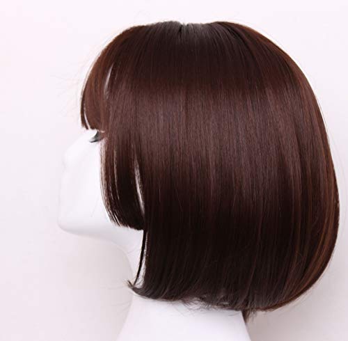 Estilo Bobo Ji Pelo Pelo Corto Chica Dulce Crudo Pelo Liso Corto Flequillo de Aire Peluca marrón Chocolate,Chocolatebrown