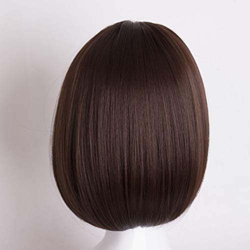Estilo Bobo Ji Pelo Pelo Corto Chica Dulce Crudo Pelo Liso Corto Flequillo de Aire Peluca marrón Chocolate,Chocolatebrown