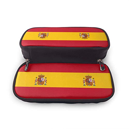 Estuche de cuero para bolígrafo Bandera de España Oficina Papelería escolar Estuche para bolígrafo Titular de la pluma con cremallera duradera