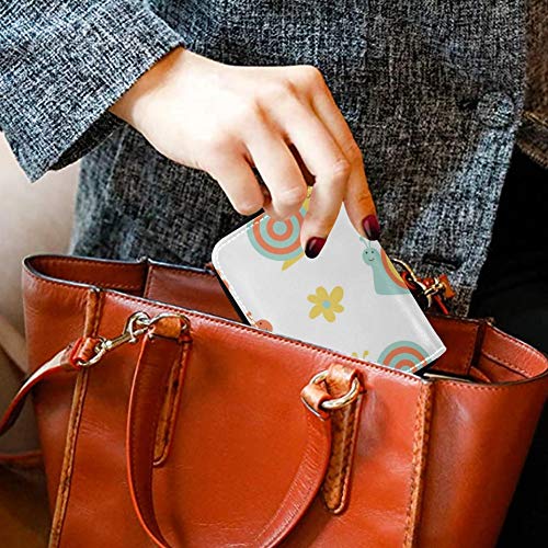 Estuche de Cuero para Tarjetas Lindos Caracoles y Conchas Tarjetero Monedero Cuero de la PU Cremallera Alrededor Tamaño Compacto Ranura para Tarjetas Monederos para Mujeres Señoras Niñas Cartera Mini