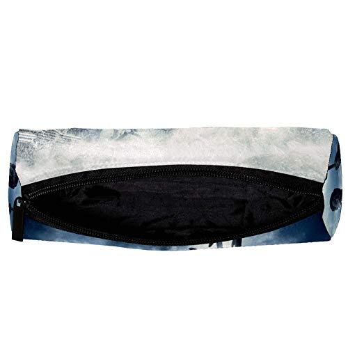 Estuche de lápices cilíndrico Poseidón Estuche duradero de gran capacidad con Bolso de estudiante con cremallera para material de oficina y almacenamiento de viaje 20x6.3cm