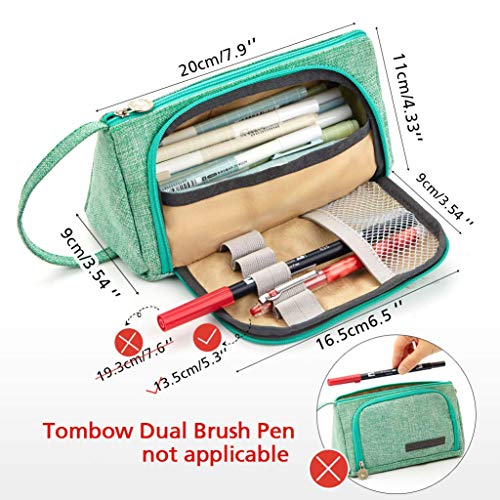 Estuche de Lápices, YAMI Gran Capacidad Estuche para Bolígrafos Estuche de Maquillaje Organizador de Almacenamiento de Artículos de Papelería con asa para útiles Escolares y Oficina Mujer (Verde)