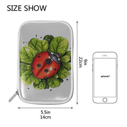 Estuche de maquillaje Ladybug Leaf Wild Creature Bolsas de maquillaje grandes para mujeres Bolsa de bolígrafo para niñas Bolsas de maquillaje grandes multifuncionales para mujeres para hombr