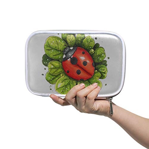 Estuche de maquillaje Ladybug Leaf Wild Creature Bolsas de maquillaje grandes para mujeres Bolsa de bolígrafo para niñas Bolsas de maquillaje grandes multifuncionales para mujeres para hombr