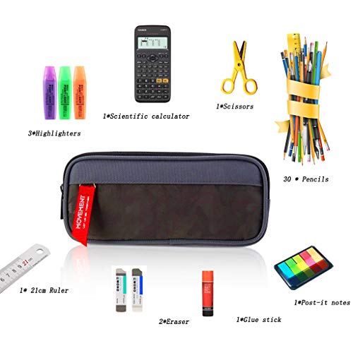 Estuche Escolar de Grandes Capacidad, TOYESS Estuches Escolares con 3 Cremalleras Para Niños & Niña, 22CM(Camuflaje Gris)